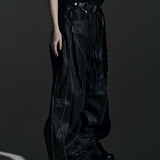 ZIP WIDE BAGGY PANTS (COATING)