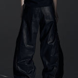 ZIP WIDE BAGGY PANTS (COATING)