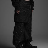 DOCKING SKIRT FLARE WIDE PANTS ( WAXED BLACK )