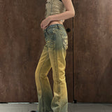 WASHED SIDE BUDS FLARE JEANS
