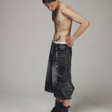 BERMUDA WASHED DENIM PANTS