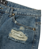 【THUG CLUB】TC Leather Washing Denim Pants (War Ver.) BLUE