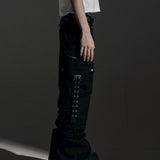 SIDE BELT DOCKING FLARE PANTS (Denim)