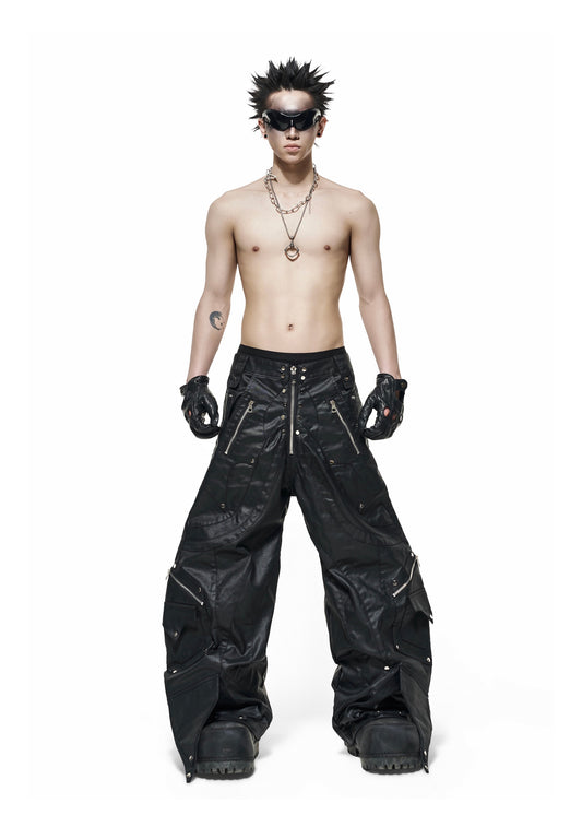 【RICH】Knight Wide Waxed Pants