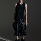 DOUBLE WAIST LEATHER SHORT PANTS