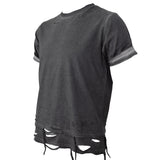 BOXY FIT LAYERED DAMAGE  TEE (Dirty gray)