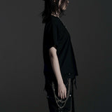 BOXY FIT LAYERED DAMAGE TEE (Black)