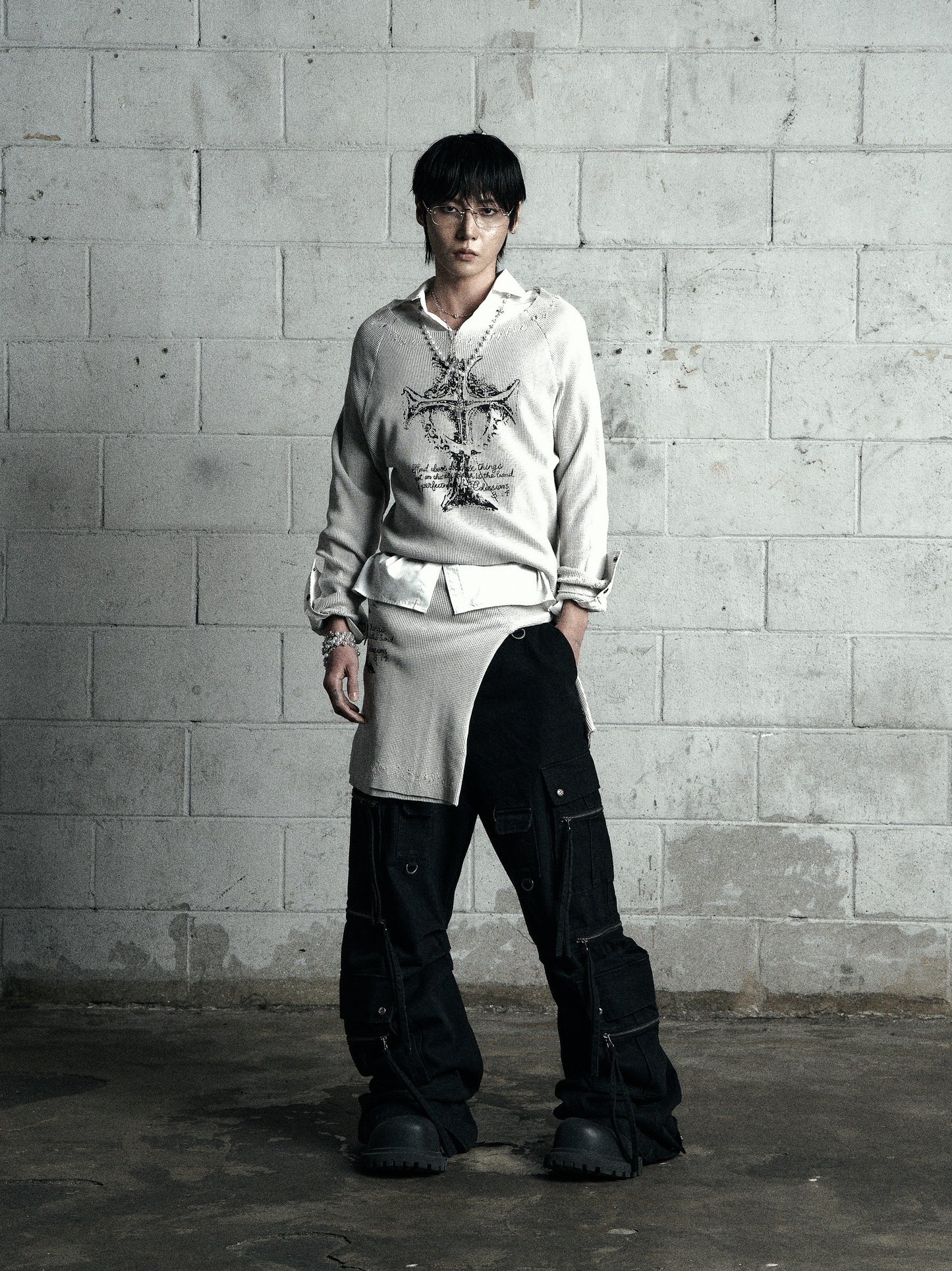 【ROSEN KREUZ】VINTAGE WAFFLE KNIT WHITE