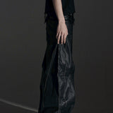 ZIP WIDE BAGGY PANTS (COATING)