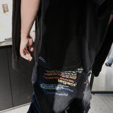 Colorful Letter Slogan Oversized Dark Jeans