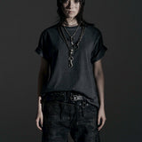BOXY FIT LAYERED DAMAGE  TEE (Dirty gray)