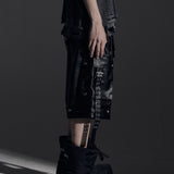 DOUBLE WAIST LEATHER SHORT PANTS