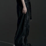 ZIP WIDE BAGGY PANTS (COATING)