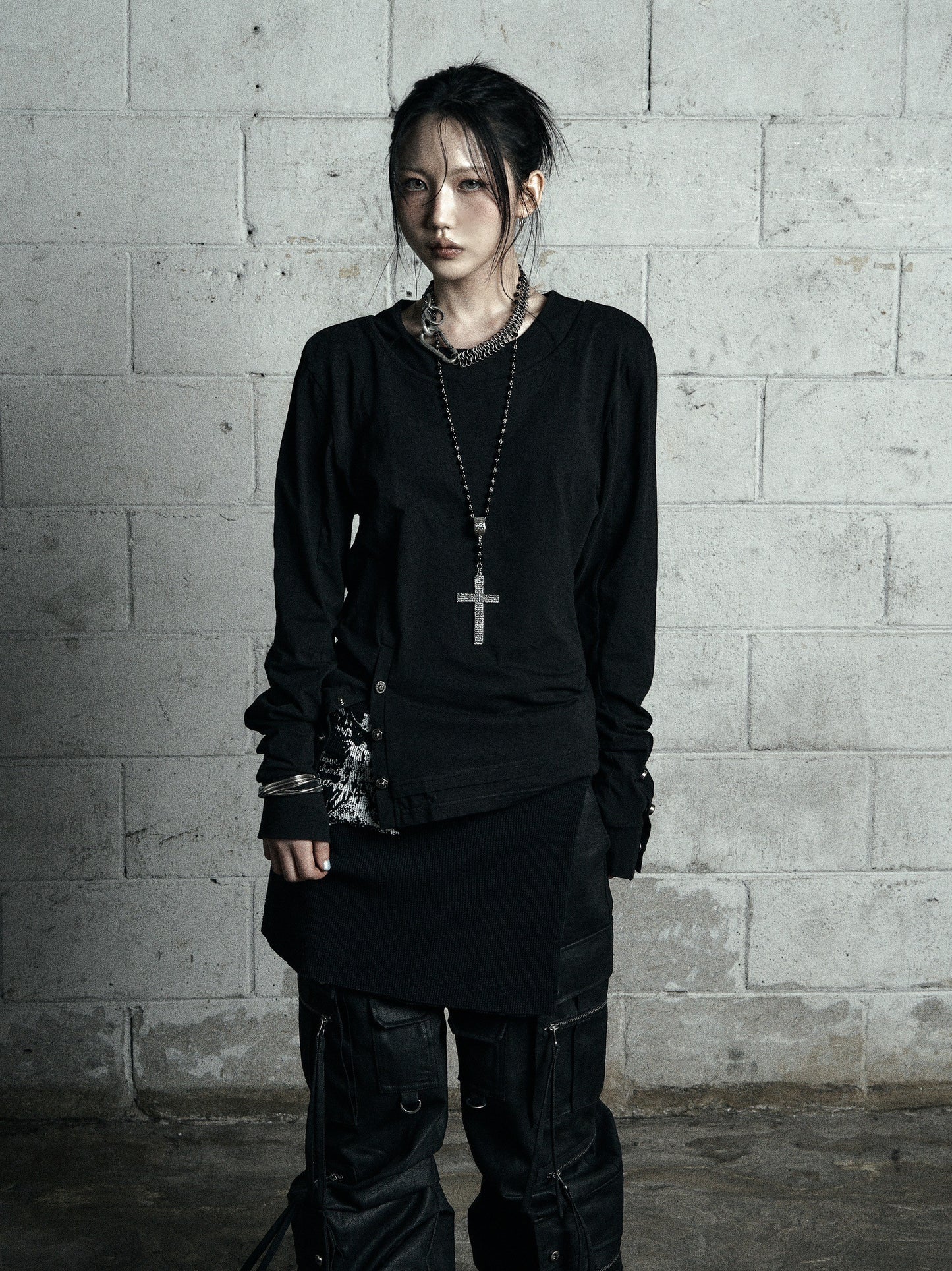 【ROSEN KREUZ】BTIGHT FIT LAYERED LONG SLEEVES BLACK