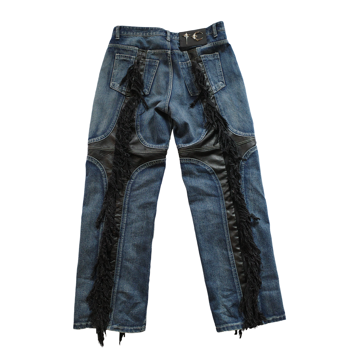 【THUG CLUB】Mohican Leather Denim Pants