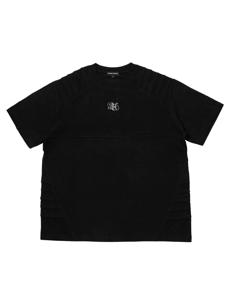 【ROSEN KREUZ】PLANET LOGO TUCK TEE embroidered structured short sleeves