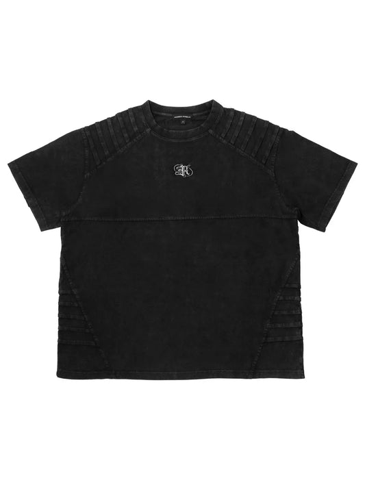 【ROSEN KREUZ】PLANET LOGO TUCK TEE embroidered structured short sleeves