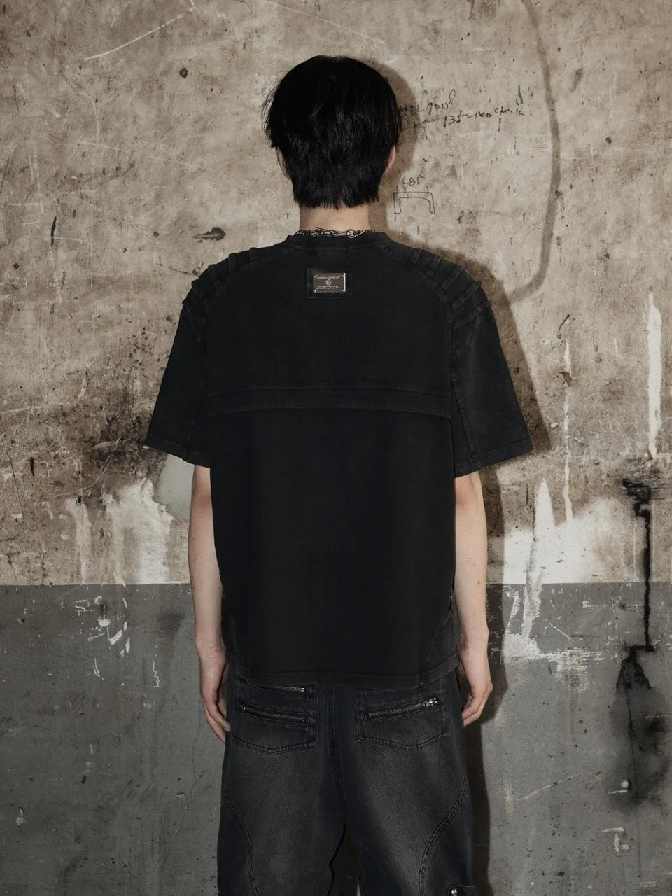 【ROSEN KREUZ】PLANET LOGO TUCK TEE embroidered structured short sleeves