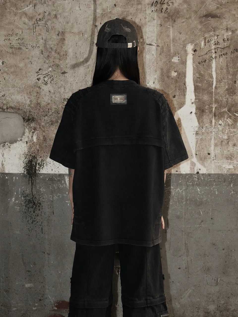 【ROSEN KREUZ】PLANET LOGO TUCK TEE embroidered structured short sleeves