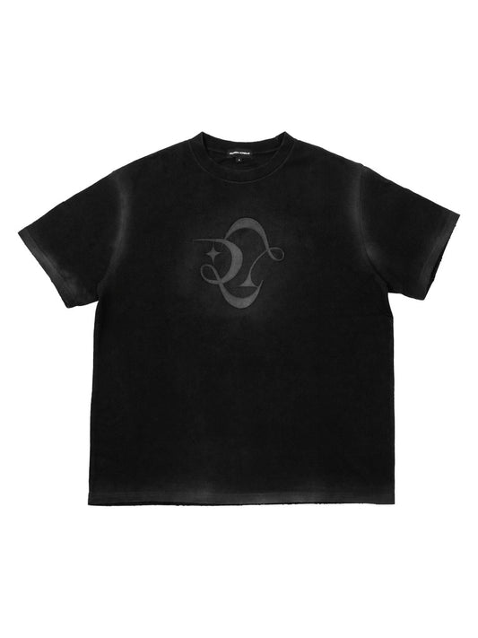 【ROSEN KREUZ】RK LEATHER LOGO TEE Washed gradient leather LOGO short kicks