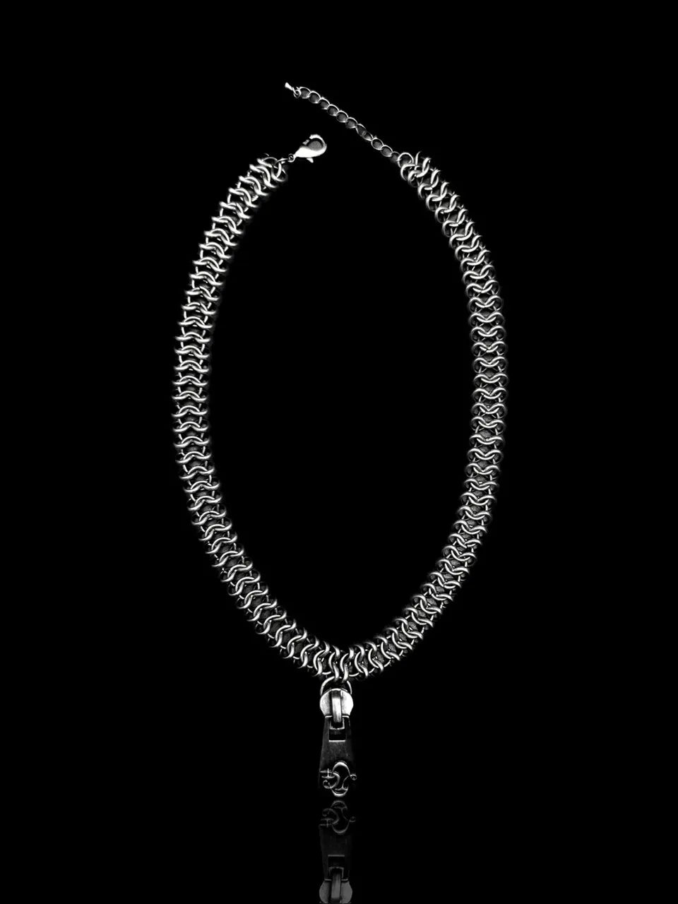 【ROSEN KREUZ】zip vertebrae chain necklace spinal cord distressed zipper necklace