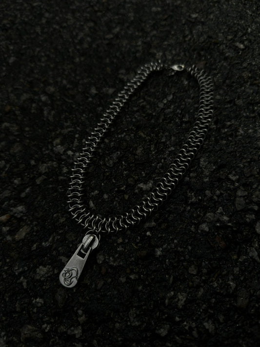 【ROSEN KREUZ】zip vertebrae chain necklace spinal cord distressed zipper necklace