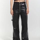 【ERIC CRÉER】CHP-1 005 BLACK CRACKED COATED LEATHER DOUBLE KNEE