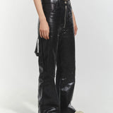 【ERIC CRÉER】CHP-1 005 BLACK CRACKED COATED LEATHER DOUBLE KNEE