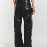 【ERIC CRÉER】CHP-1 005 BLACK CRACKED COATED LEATHER DOUBLE KNEE