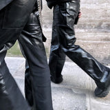 【ERIC CRÉER】CHP-1 005 BLACK CRACKED COATED LEATHER DOUBLE KNEE