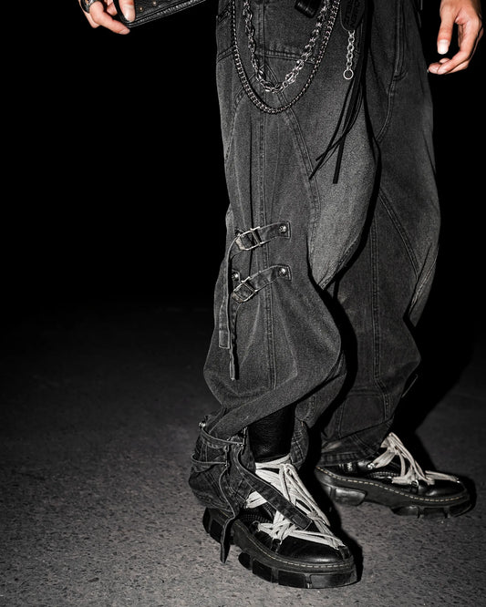 【ROSEN KREUZ】SIDE BELT BIG WIDE PANTS Side Belt Floor-length Pants