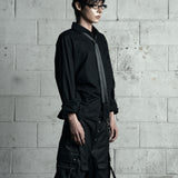 BACK CROSS CROPPED SHIRT BLACK