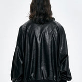 【AJOBYAJO】Vegan Leather Oversized Raglan Track Jacket