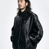 【AJOBYAJO】Vegan Leather Oversized Raglan Track Jacket