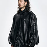 【AJOBYAJO】Vegan Leather Oversized Raglan Track Jacket