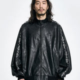 【AJOBYAJO】Vegan Leather Oversized Raglan Track Jacket