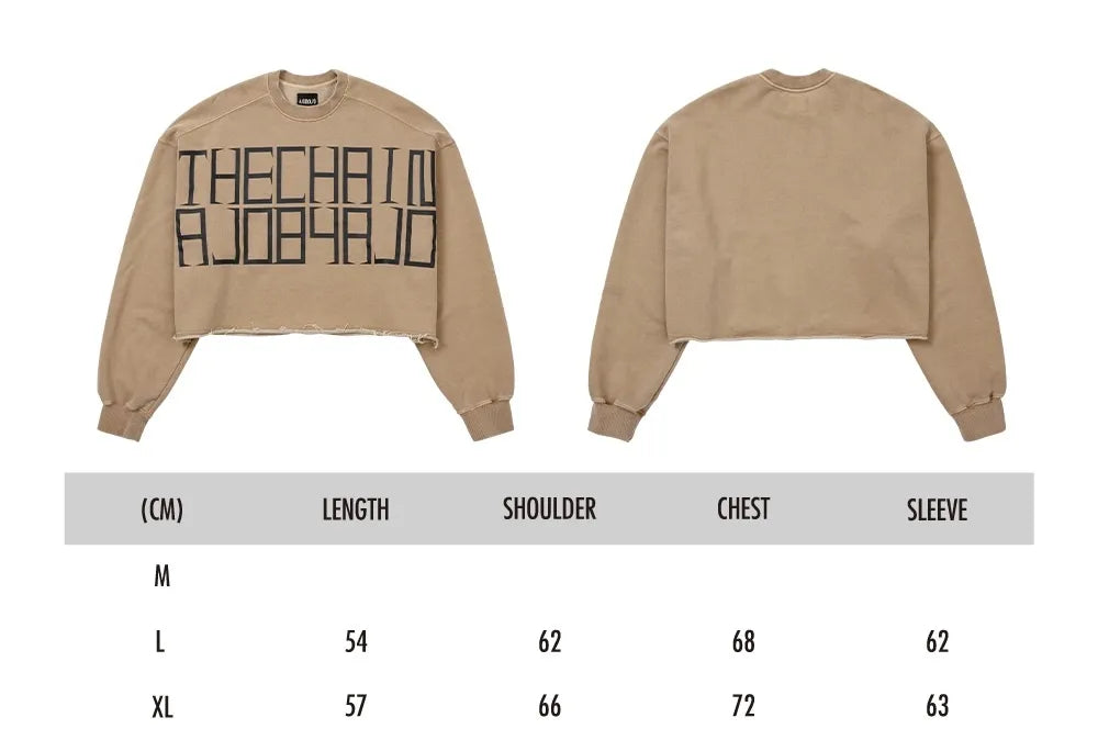 【AJOBYAJO】"THE CHAIN" Washed Cropped Sweatshirt (MOCHA)