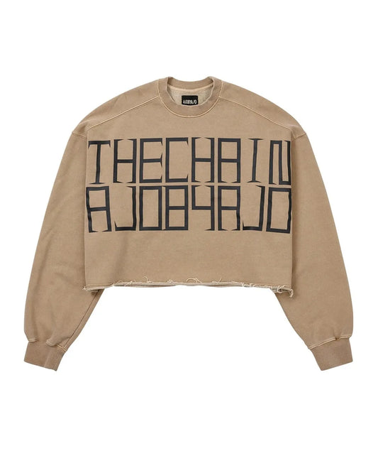 【AJOBYAJO】"THE CHAIN" Washed Cropped Sweatshirt (MOCHA)