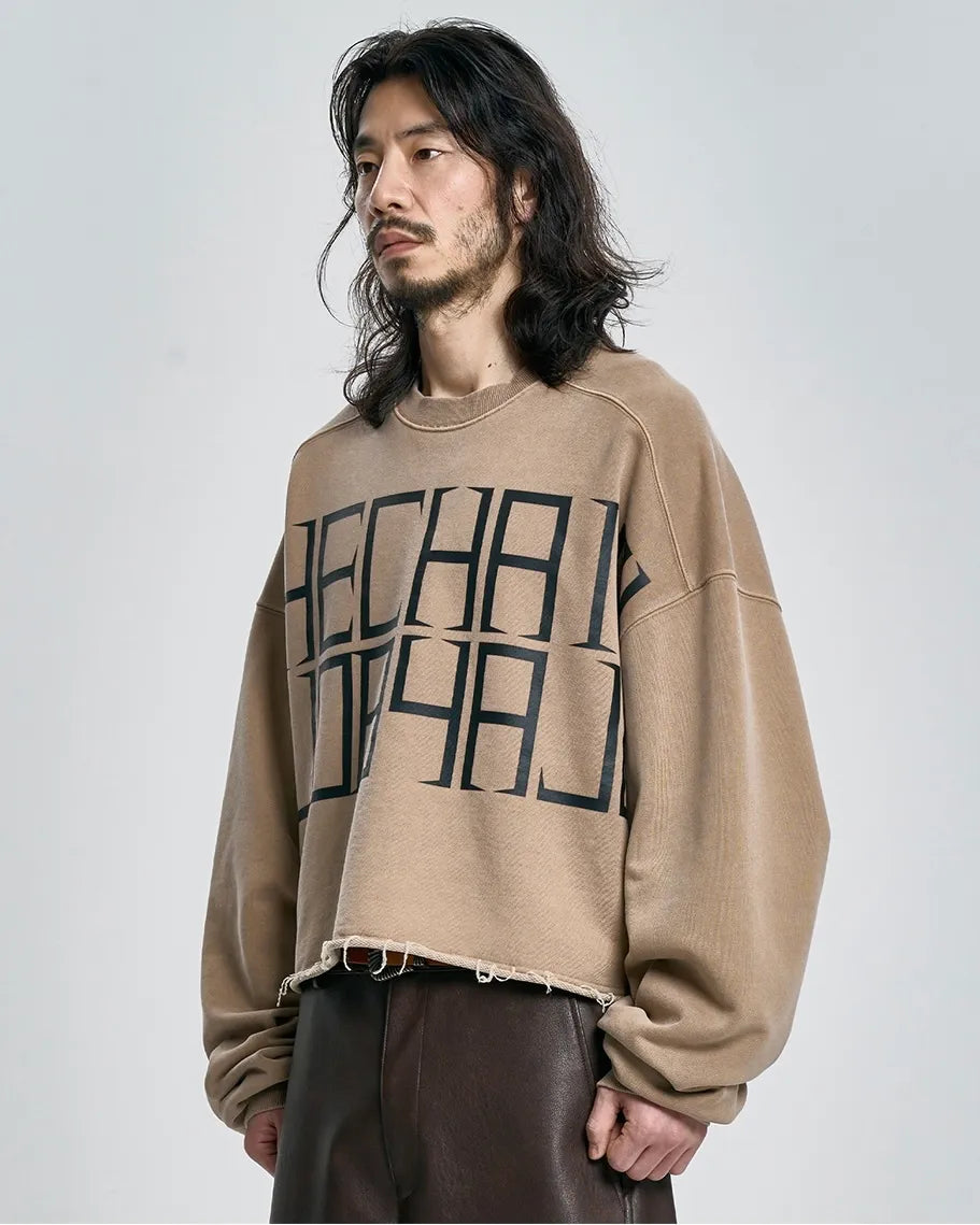 【AJOBYAJO】"THE CHAIN" Washed Cropped Sweatshirt (MOCHA)