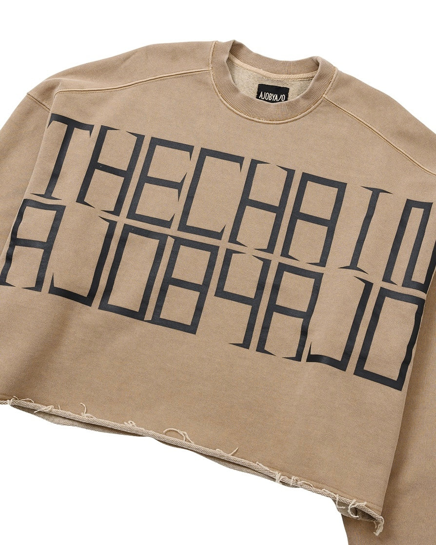 【AJOBYAJO】"THE CHAIN" Washed Cropped Sweatshirt (MOCHA)