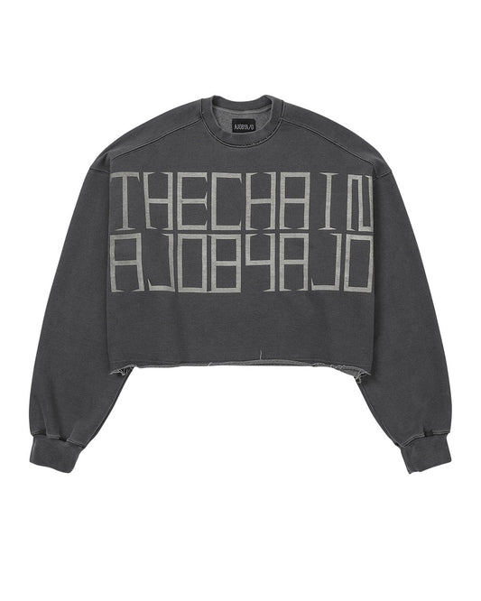 【AJOBYAJO】"THE CHAIN" Washed Cropped Sweatshirt (CHARCOAL)