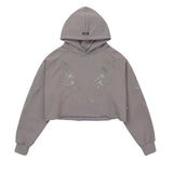 【AJOBYAJO】Tribal AJO Applique Cropped Hoodie (CHARCOAL)