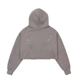 【AJOBYAJO】Tribal AJO Applique Cropped Hoodie (CHARCOAL)