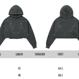 【AJOBYAJO】Tribal AJO Applique Cropped Hoodie (CHARCOAL)