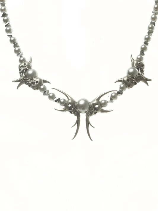 【IIIMIII】Black Painting II Dark Cross Pearl Choker