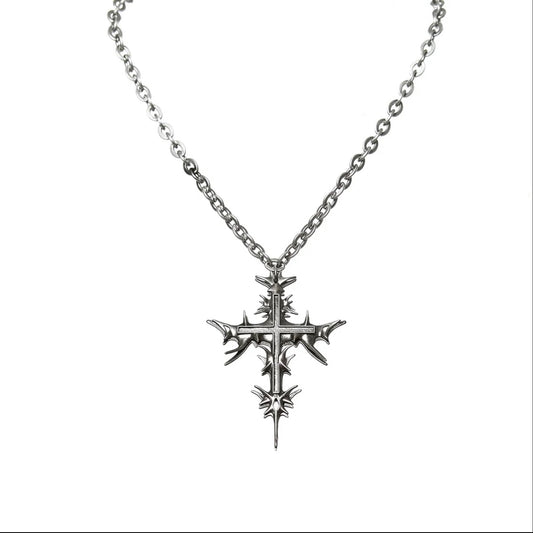 【IIIMIII】Black Painting II Dark Thorn Cross Necklace
