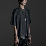 BOXY FIT LAYERED DAMAGE  TEE (Dirty gray)