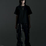 SIDE BELT DOCKING FLARE PANTS (Denim)