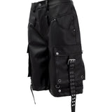 DOUBLE WAIST LEATHER SHORT PANTS