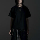 BOXY FIT LAYERED DAMAGE TEE (Black)